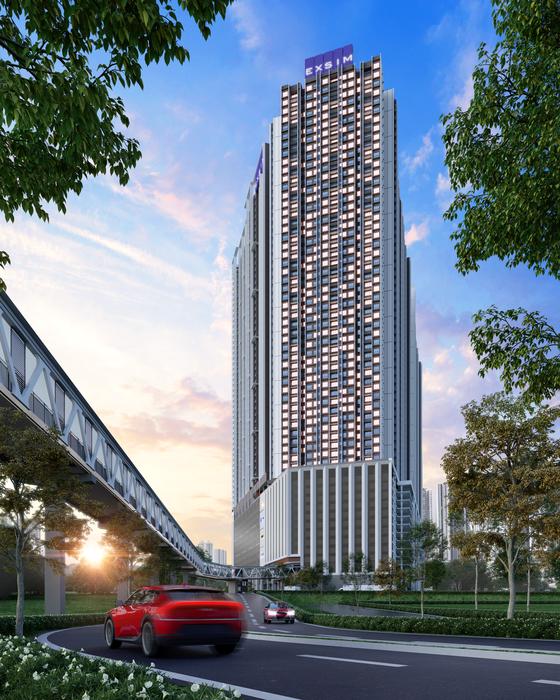 Architectural render of Dover Tower, a direct developer serviced residence in Johor Bahru, Johor
