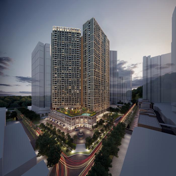 Architectural render of The Aldenz, a direct developer serviced residence in Petaling Jaya, Selangor