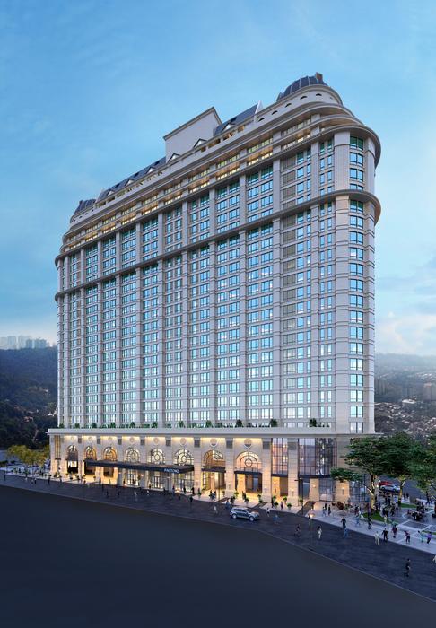Architectural render of Paxtonz Tower, a direct developer serviced residence in Petaling Jaya, Selangor