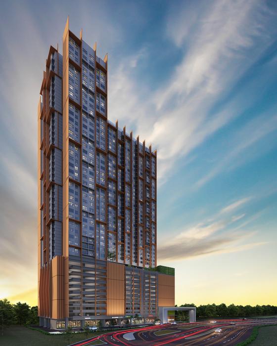 Architectural render of The Asteriaz @ Kebun Teh, a direct developer serviced residence in Johor Bahru, Johor